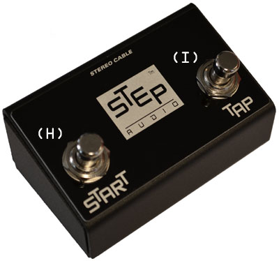 START/TAP Switch Labeled Front for STATUS by Step Audio